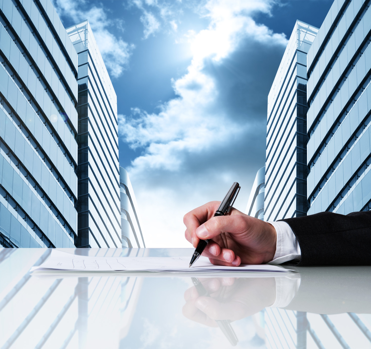 Businessman signing business contract